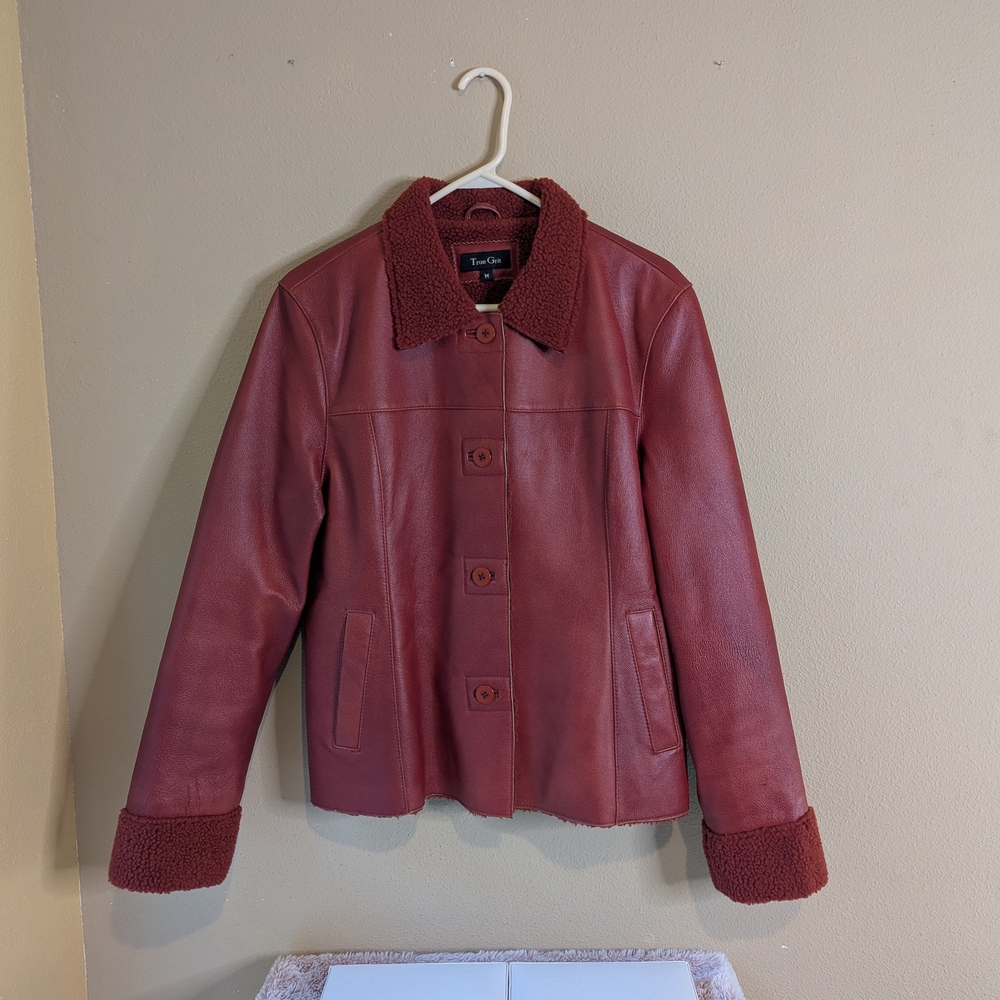 True Grit Women's Deep Red Leather Jacket
